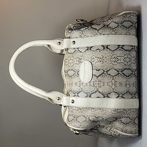 Terzetto tan and black python print leather  satchel handbag